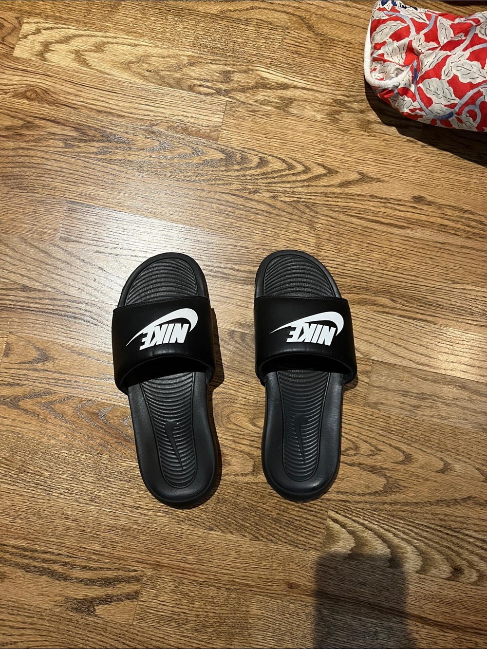 Nike Black Slide Sandals with White Logo